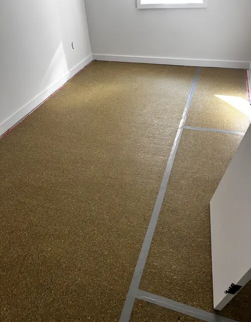 Bedroom with new carpet underpad in White Oaks, London, Ontario before carpet installation, ready for new flooring