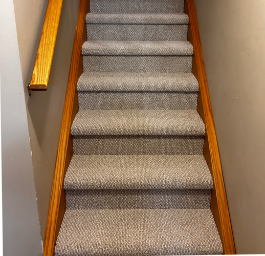 Berber carpet installed on staircase in White Oaks, London, Ontario after professional installation
