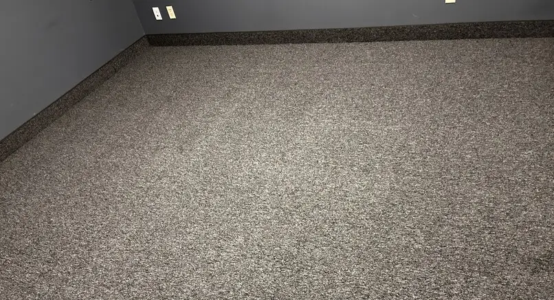 Finished commercial carpet floor installed in London, Ontario after professional installation