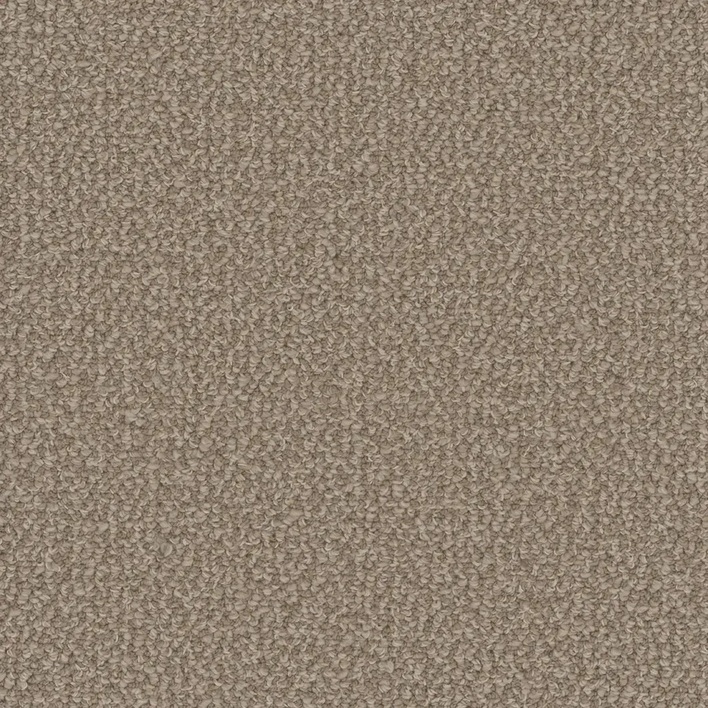 Interstellar 2081 Pebble Hill by DreamWeaver – medium-pile Berber carpet sample in a natural stone-grey tone.