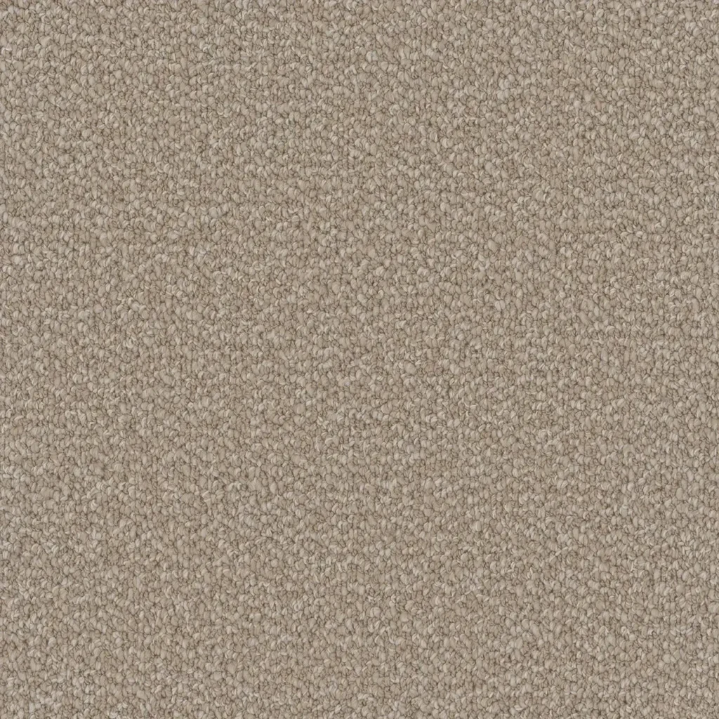 Interstellar 2143 Ivory Coast by DreamWeaver – medium-pile Berber carpet sample in a warm ivory beige tone.