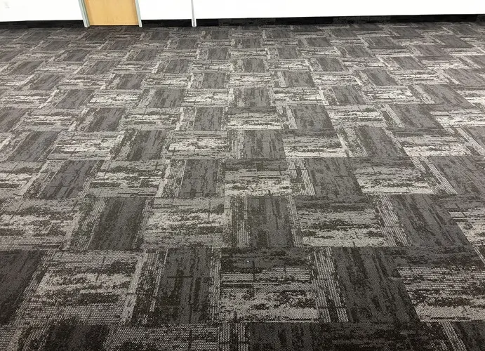 Modern carpet tile installed in office after professional installation in downtown London, Ontario