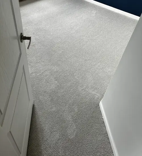 Patterned bedroom carpet installed in Wortley Village, London, Ontario after professional installation