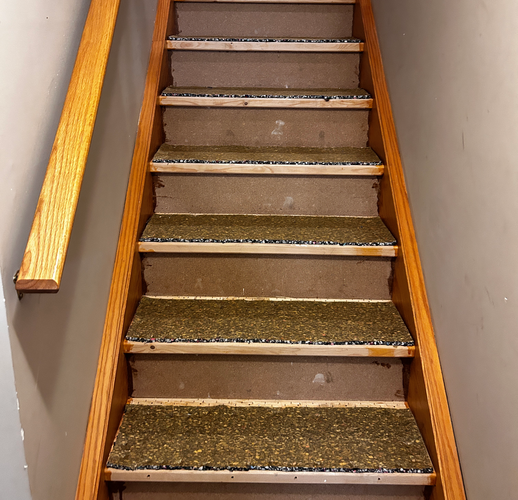 Staircase with new underpad in White Oaks, London, Ontario before Berber carpet installation