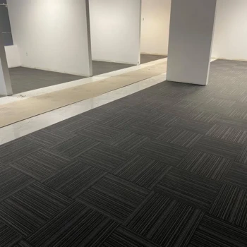 Stave commercial carpet tile installed wall-to-wall in office space in Tillsonburg Ontario, durable and professional flooring