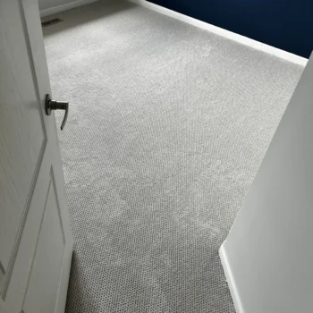 Light grey prime carpet installed in a modern bedroom. London Ontario.