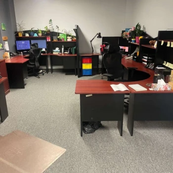 Streaming carpet in Aspect color installed in large office – durable commercial carpet, London Ontario.