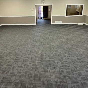 Crosswinds carpet tile church interior flooring East London Ontario seamless commercial carpet tile installation for durable and low maintenance space.
